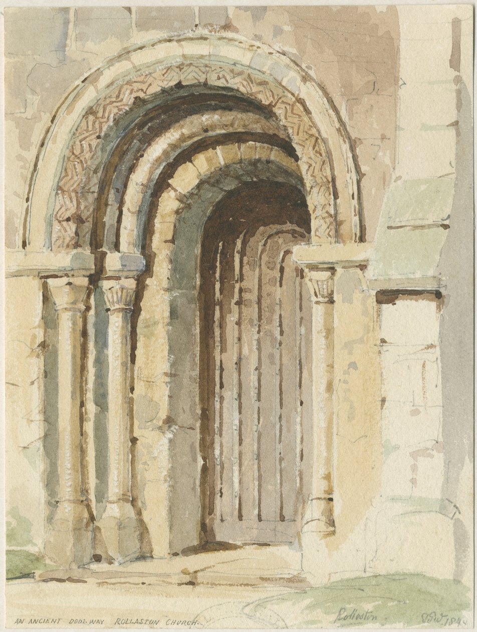 Rolleston Church: vannfargemaleri, 184[4] av Thomas Peploe Wood