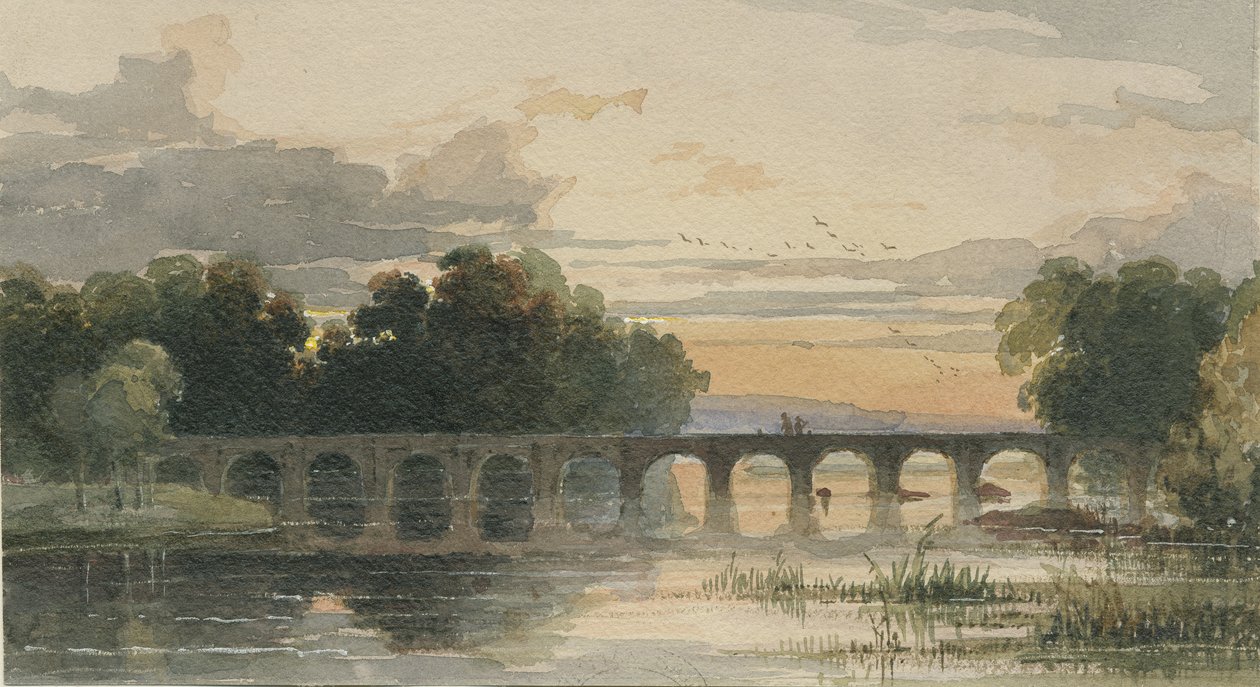 Shugborough Bridge: akvarellmaleri, nd [1800-tallet] av Thomas Peploe Wood