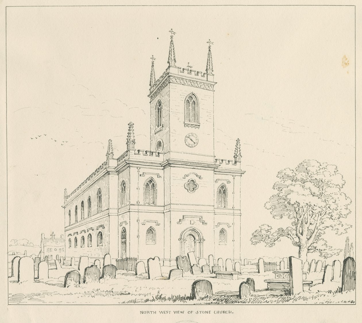 Steinkirke: penn- og blekktegning av Thomas Peploe Wood