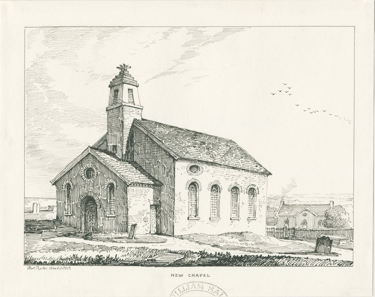 Wolstanton - New Chapel: penn- og blekktegning av Thomas Peploe Wood