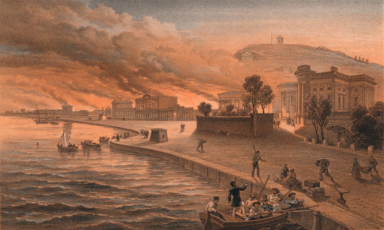 Brenning av regjeringsbygningene i Kertch, 9. juni 1855, 1856 av Thomas Picken