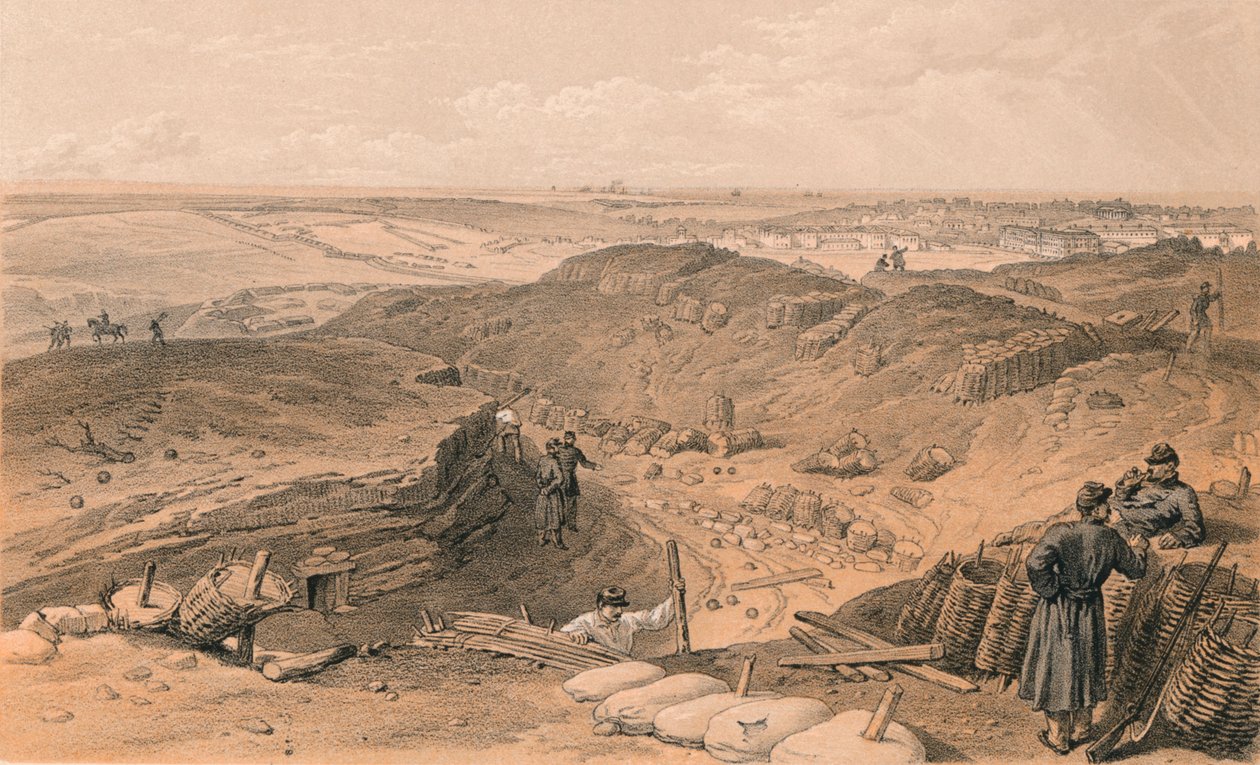 Grøft av Malakoff, Battery Gervais og Rear of Redan, 1856 av Thomas Picken