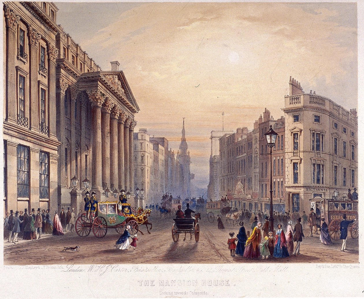 Mansion House eksteriør, London, 1851 av Thomas Picken