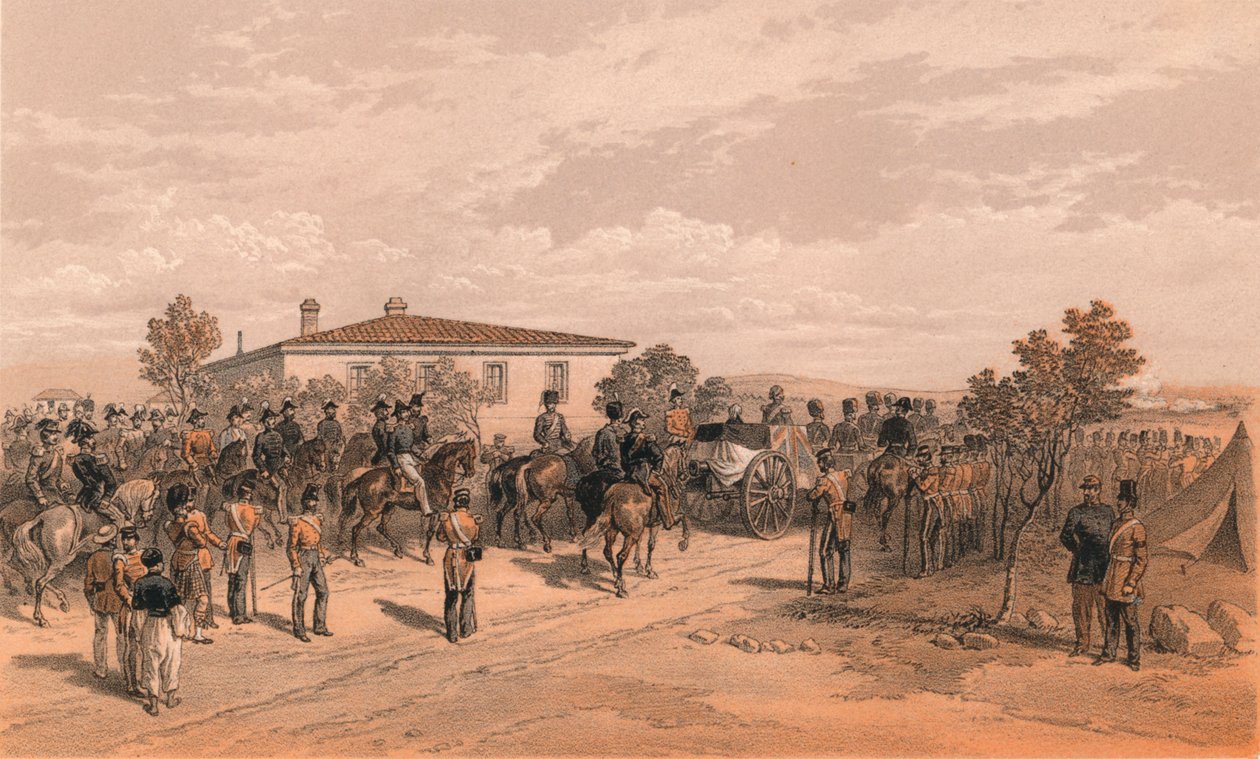 The Funeral Cortege of Lord Raglan forlater hovedkvarteret, 1856 av Thomas Picken