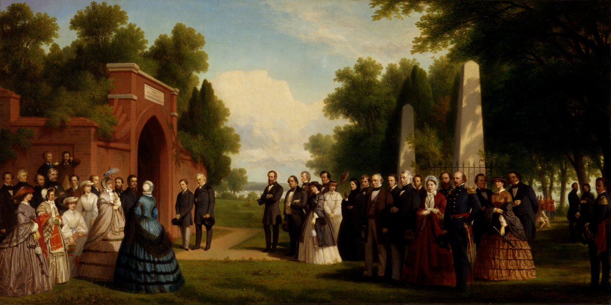 Visit of the Prince of Wales, President Buchanan, and Dignitaries to the Tomb of Washington..., 1861    1162691   no       norwegian Successfully Translated  Original: Twee figuren verlichten antieke ruïnes met een fakkel Antieke ruïnes en gebouwen (series av Thomas Pritchard Rossiter
