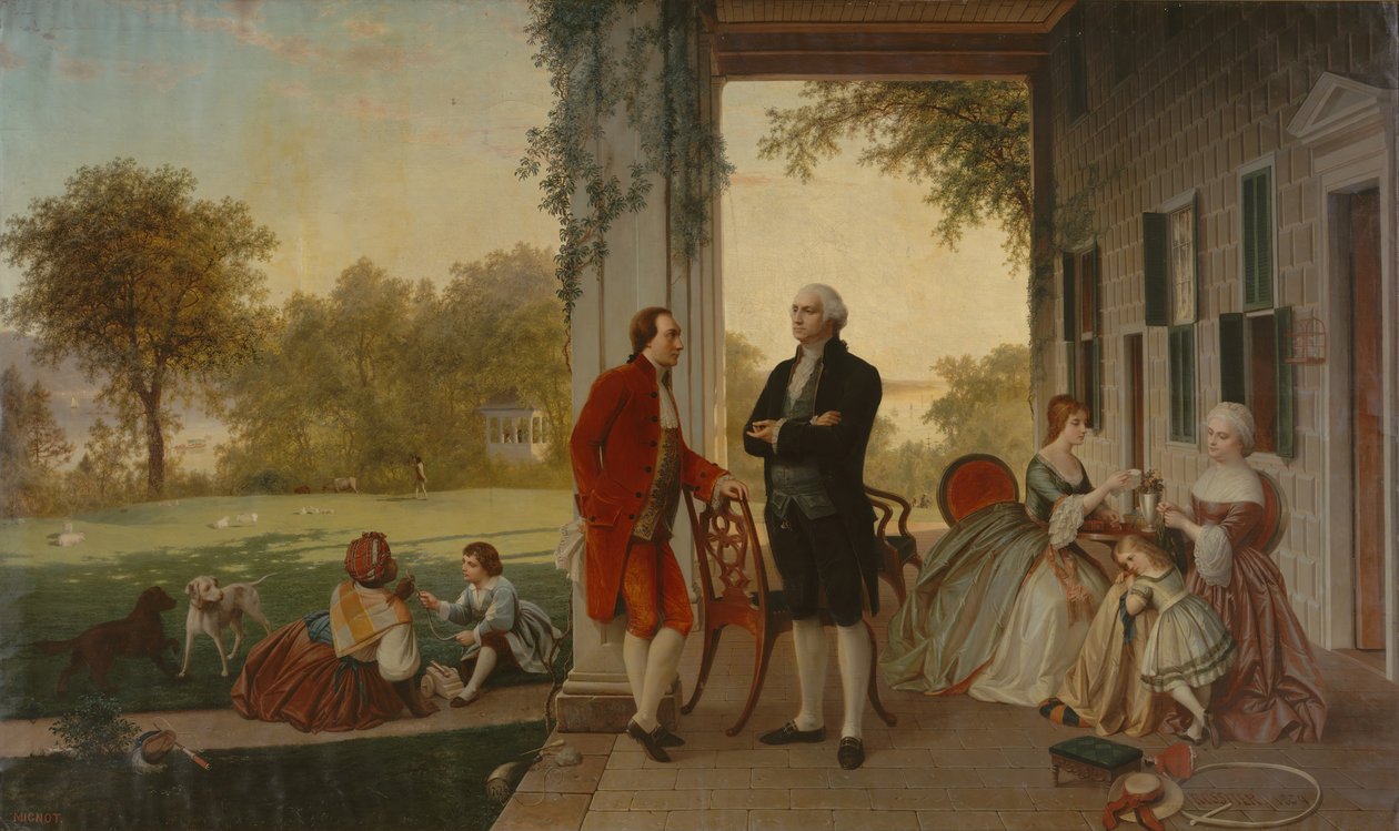 Washington og Lafayette ved Mount Vernon, 1784 The Home of Washington after the War, 1859. av Thomas Pritchard Rossiter