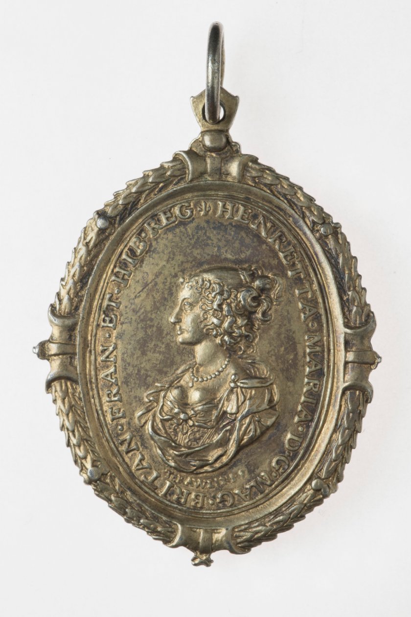 Charles I og Henrietta Maria supportermerke, ca. 1649 (forgylt sølv) av Thomas Rawlins