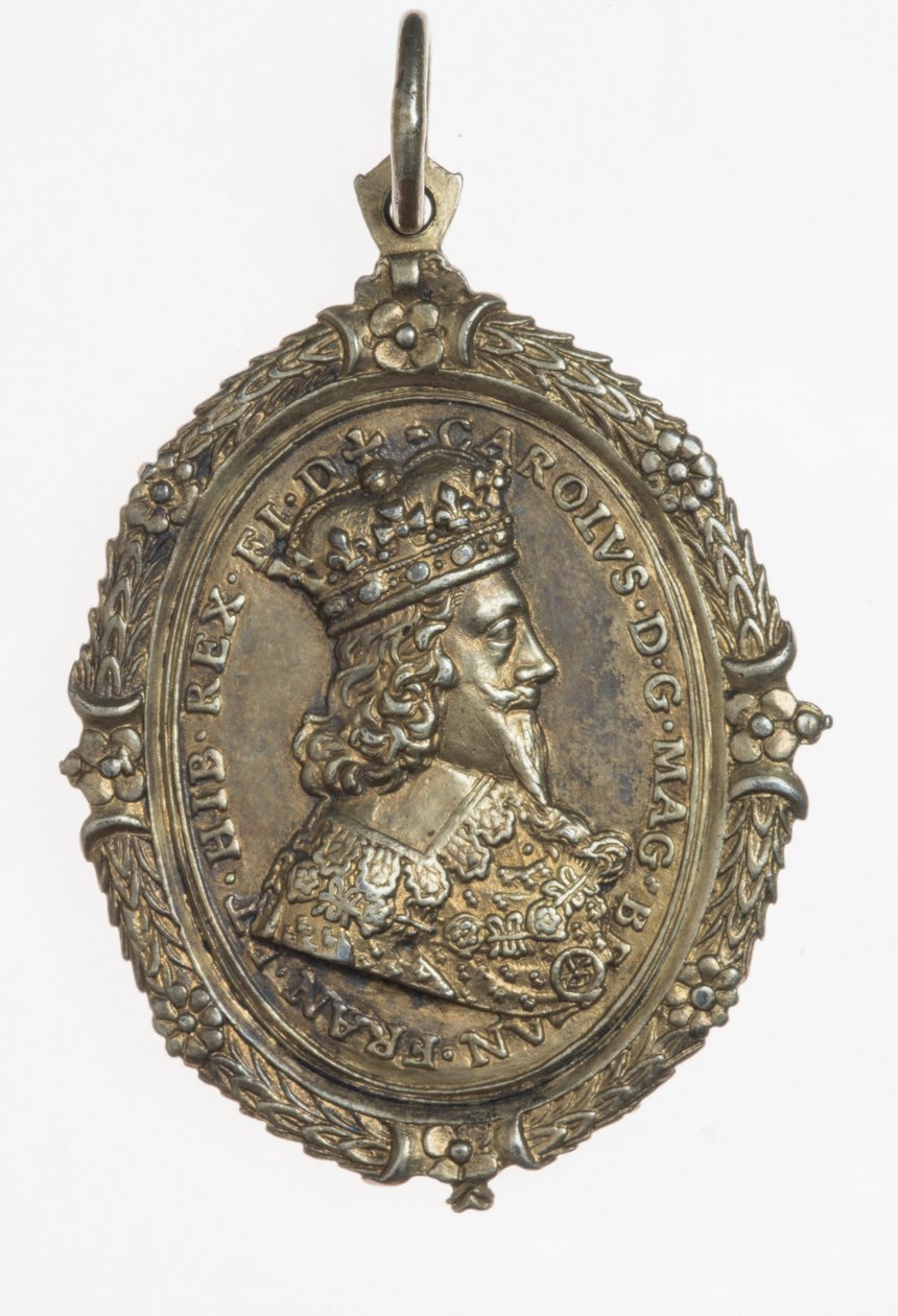 Charles I og Henrietta Maria supportermerke, ca. 1649 (forgylt sølv) av Thomas Rawlins