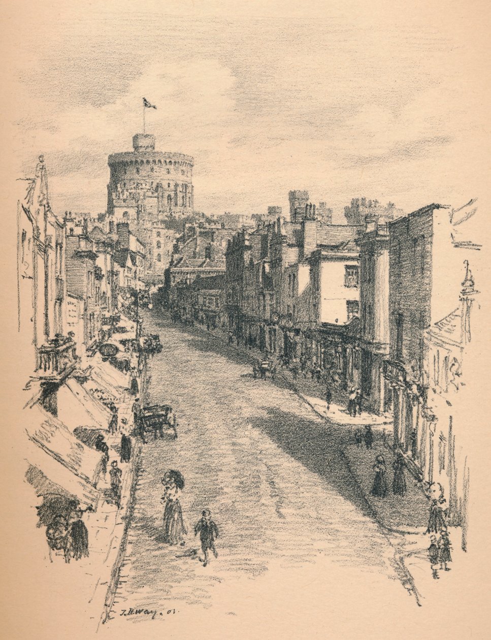 Great Tower of Windsor Castle fra Peascod Street, 1902 av Thomas Robert Way