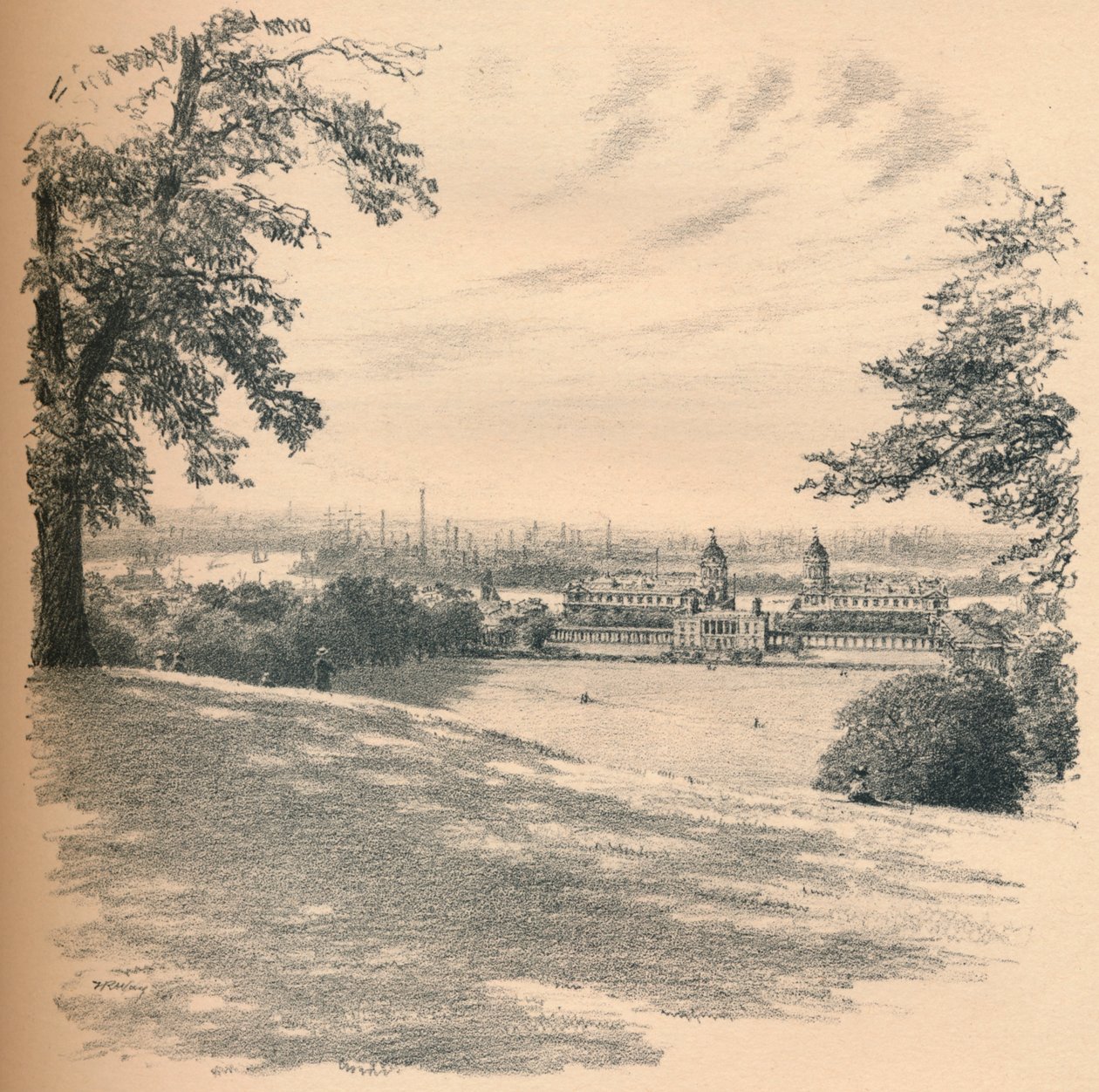 'Greenwich Palace fra Observatory Hill', 1902 av Thomas Robert Way
