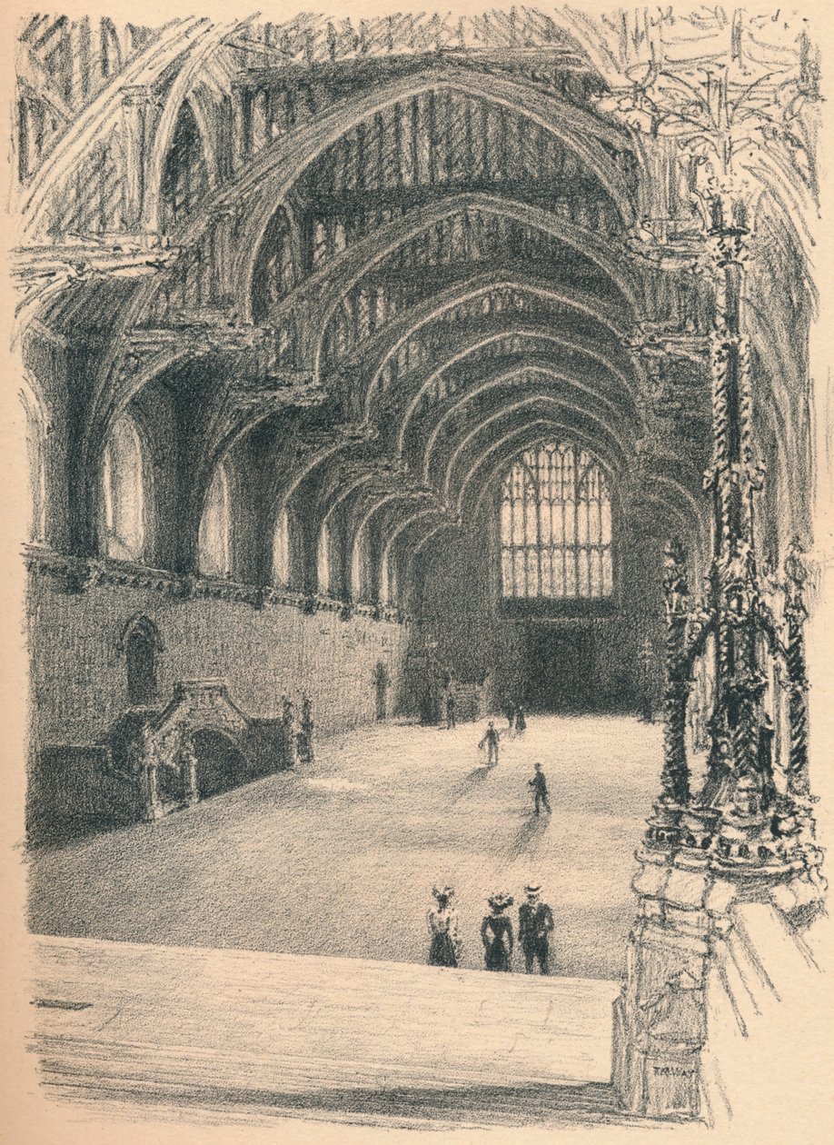 Interiør av Westminster Hall, Westminster Palace, 1902 av Thomas Robert Way