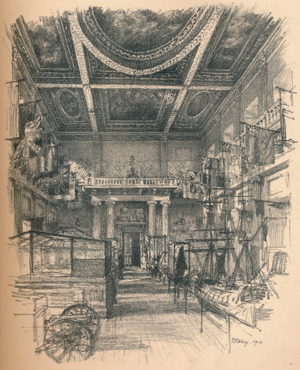 Interiøret i banketthallen, Whitehall Palace, 1902 av Thomas Robert Way