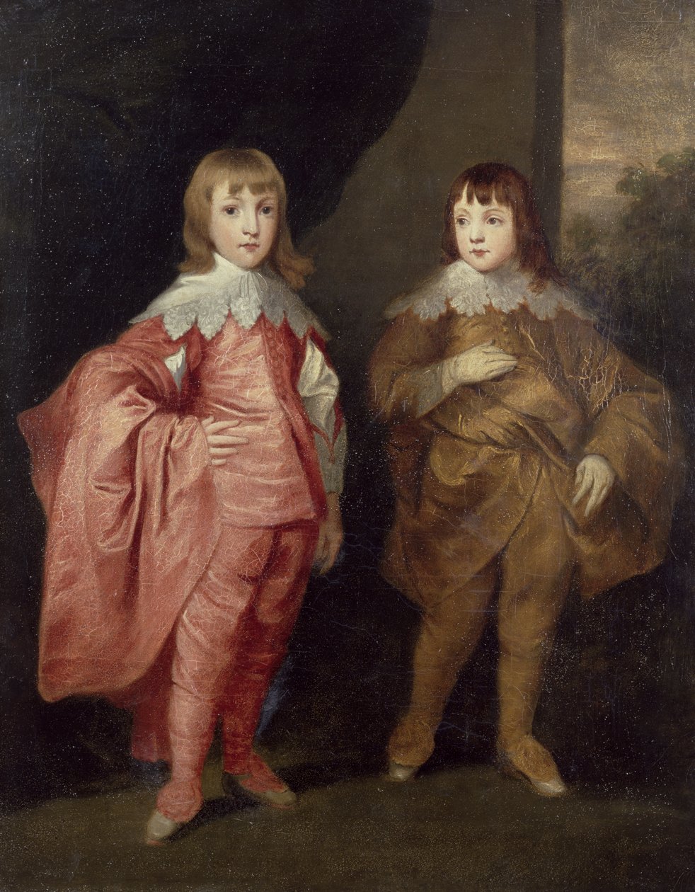 George Villiers, hertug av Buckingham og hans bror, Lord Francis Villiers, 1636, etter Van Dyck av Thomas Robson