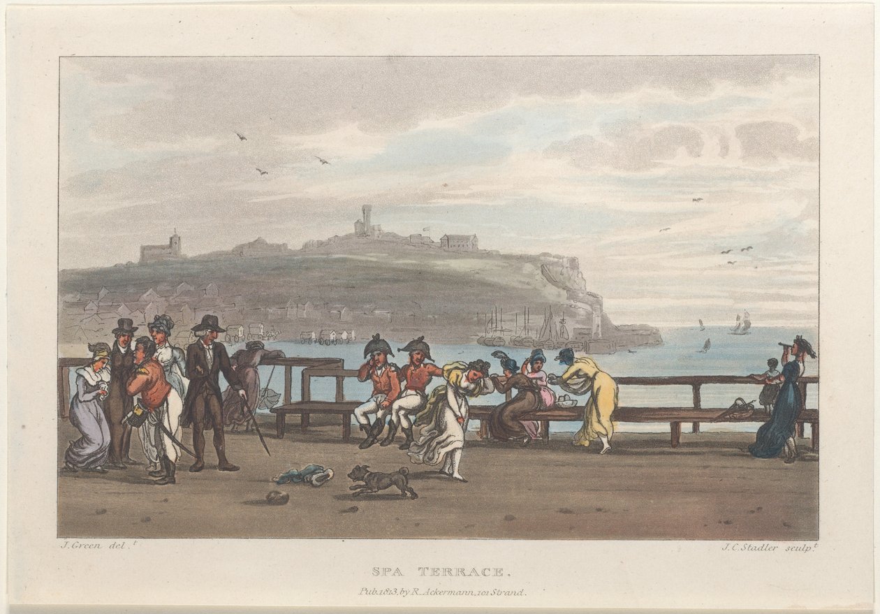 Spa Terrace, fra Poetical Sketches of Scarborough, 1813., 1813. Skapere: Thomas Rowlandson, Joseph Constantine Stadler, J. Bluck. av Thomas Rowlandson, Joseph Constantine Stadler, J. Bluck