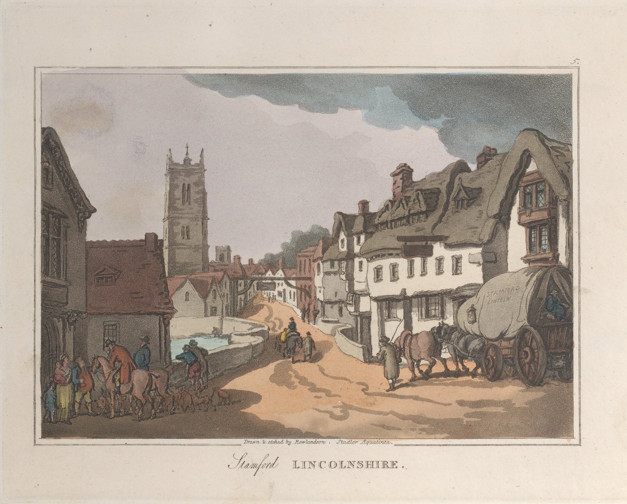 Stamford Lincolnshire, fra Sketches from Nature, 1822., 1822. Skapere: Thomas Rowlandson, Joseph Constantine Stadler. av ThomasThomas Rowlandson, Joseph Constantine Stadler Thomas Rowlandson, Joseph Constantine Stadler