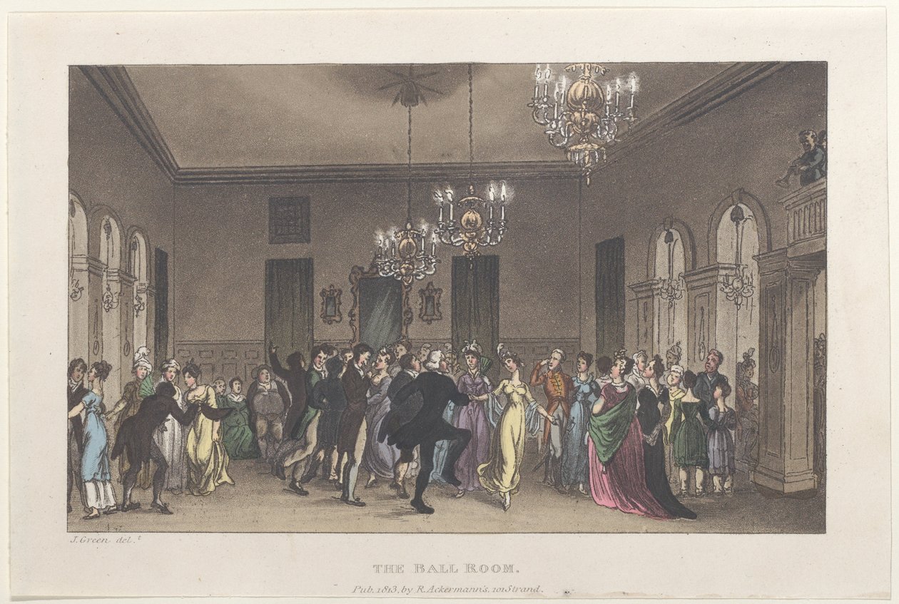 The Ball Room, fra Poetical Sketches of Scarborough, 1813., 1813. Skapere: Thomas Rowlandson, Joseph Constantine Stadler, J. Bluck. av Thomas Rowlandson, Joseph Constantine Stadler, J. Bluck