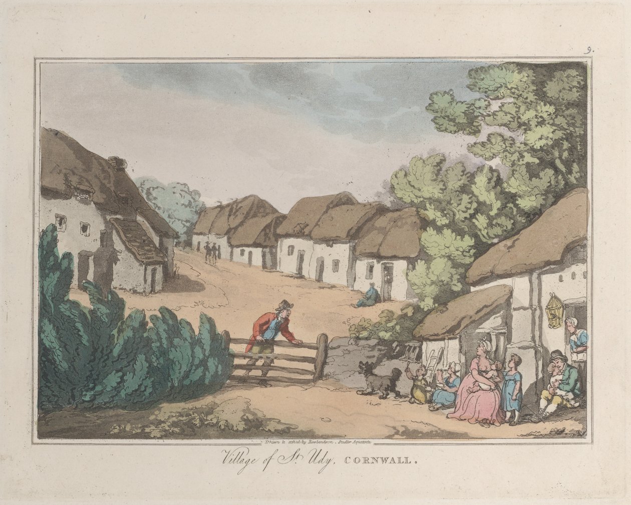 Village of St. Udy, Cornwall, fra Sketches from Nature, 1822., 1822. Skapere: Thomas Rowlandson, Joseph Constantine Stadler. av ThomasThomas Rowlandson, Joseph Constantine Stadler Thomas Rowlandson, Joseph Constantine Stadler