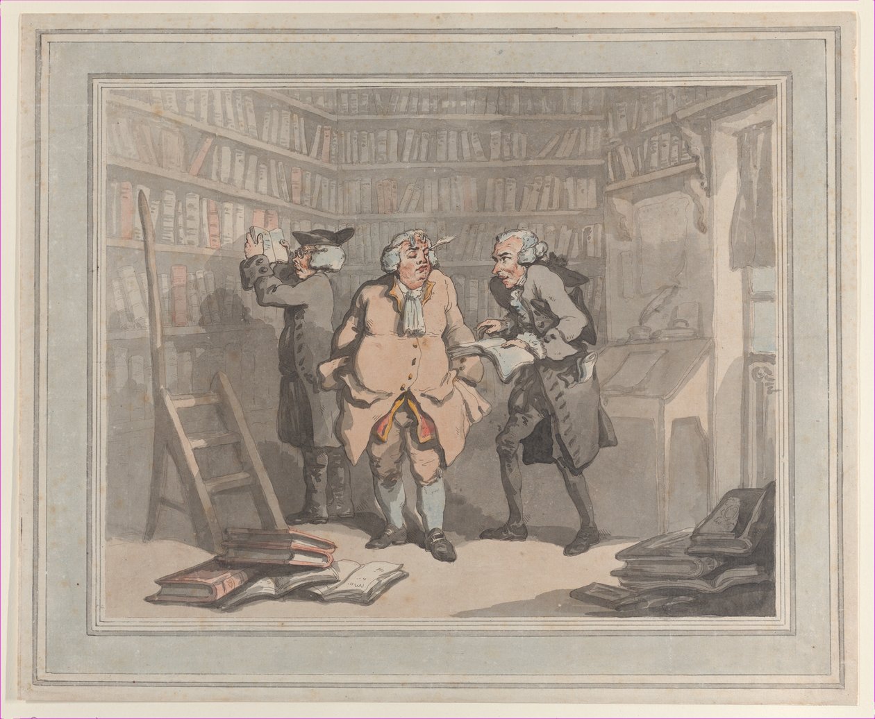 Bokhandler og forfatter, 25. september 1784., 25. september 1784. Skapere: Thomas Rowlandson, Samuel Alken. av Thomas Rowlandson, Samuel Alken