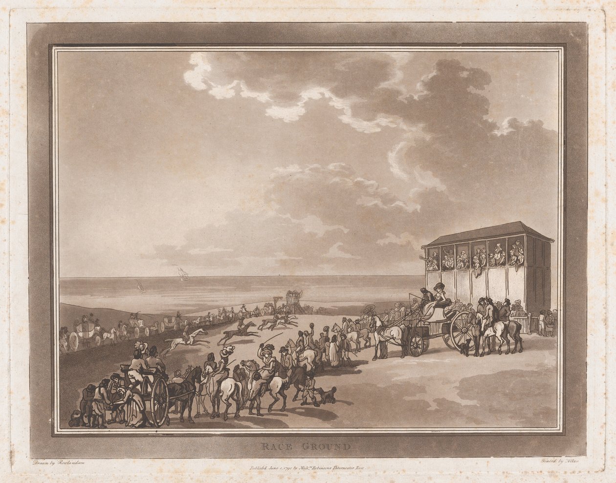 Race Ground An Excursion to Brighthelmstone, 1. juni 1790., 1. juni 1790. Skapere: Thomas Rowlandson, Samuel Alken. av Thomas Rowlandson, Samuel Alken