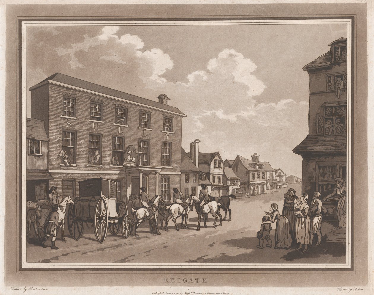 Reigate An Excursion to Brighthelmstone, 1. juni 1790., 1. juni 1790. Skapere: Thomas Rowlandson, Samuel Alken. av Thomas Rowlandson, Samuel Alken