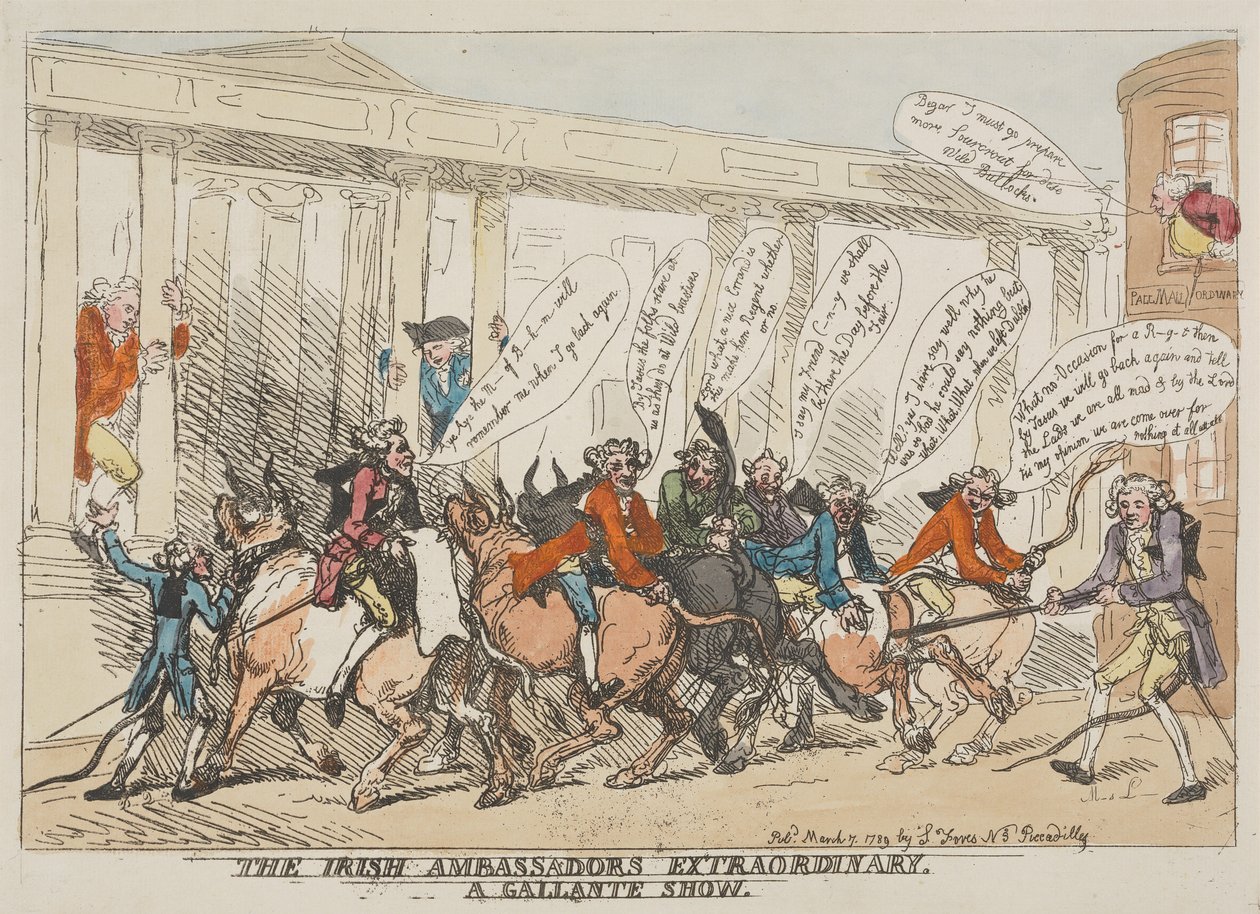 (Den) irske ambassadørens ekstraordinære og storslåtte forestilling av Thomas Rowlandson