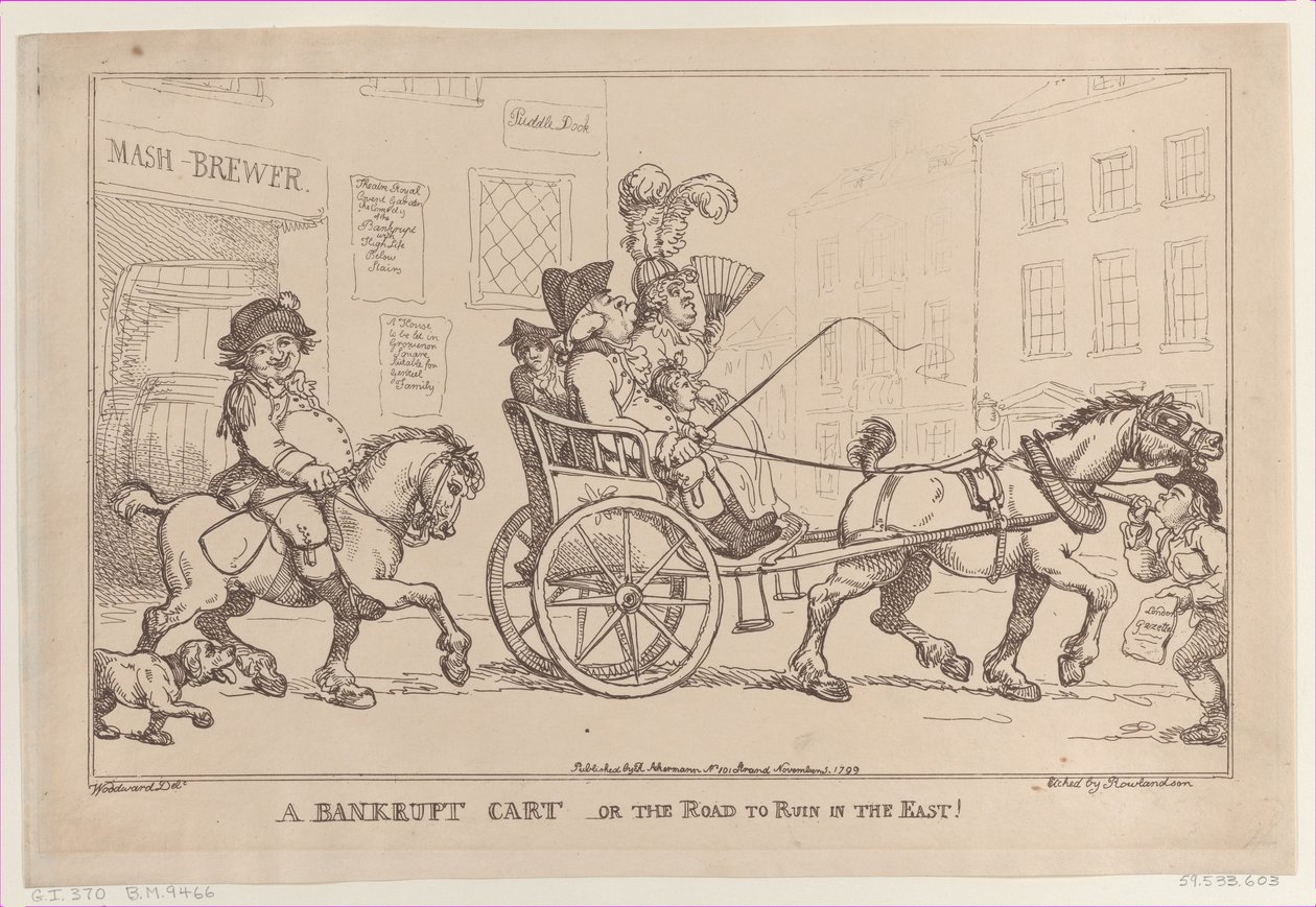 A Bankrupt Cart, or The Road to Ruin in the East!, 5. november 1799., 5. november 1799. av Thomas Rowlandson