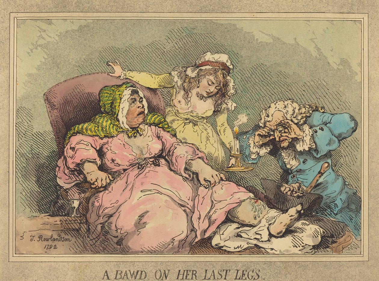 A Bawd on Her Last Legs, 1792 (håndfarget etsning og akvatint) av Thomas Rowlandson