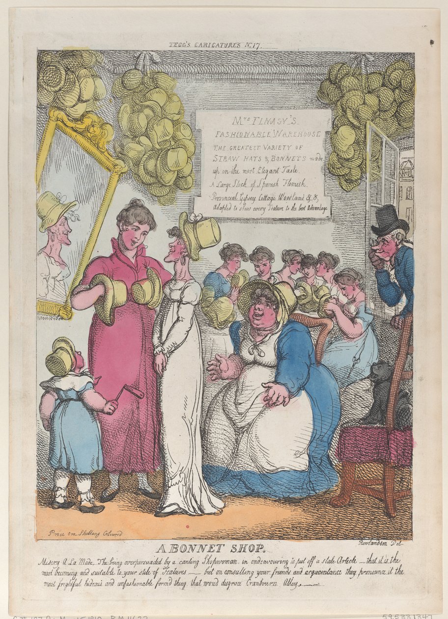 A Bonnet Shop, 15. mai 1810., 15. mai 1810. av Thomas Rowlandson