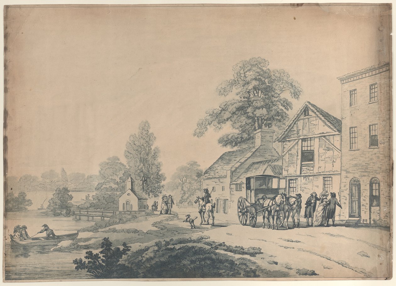 En buss utenfor et vertshus, 1785-90., 1785-90. av Thomas Rowlandson