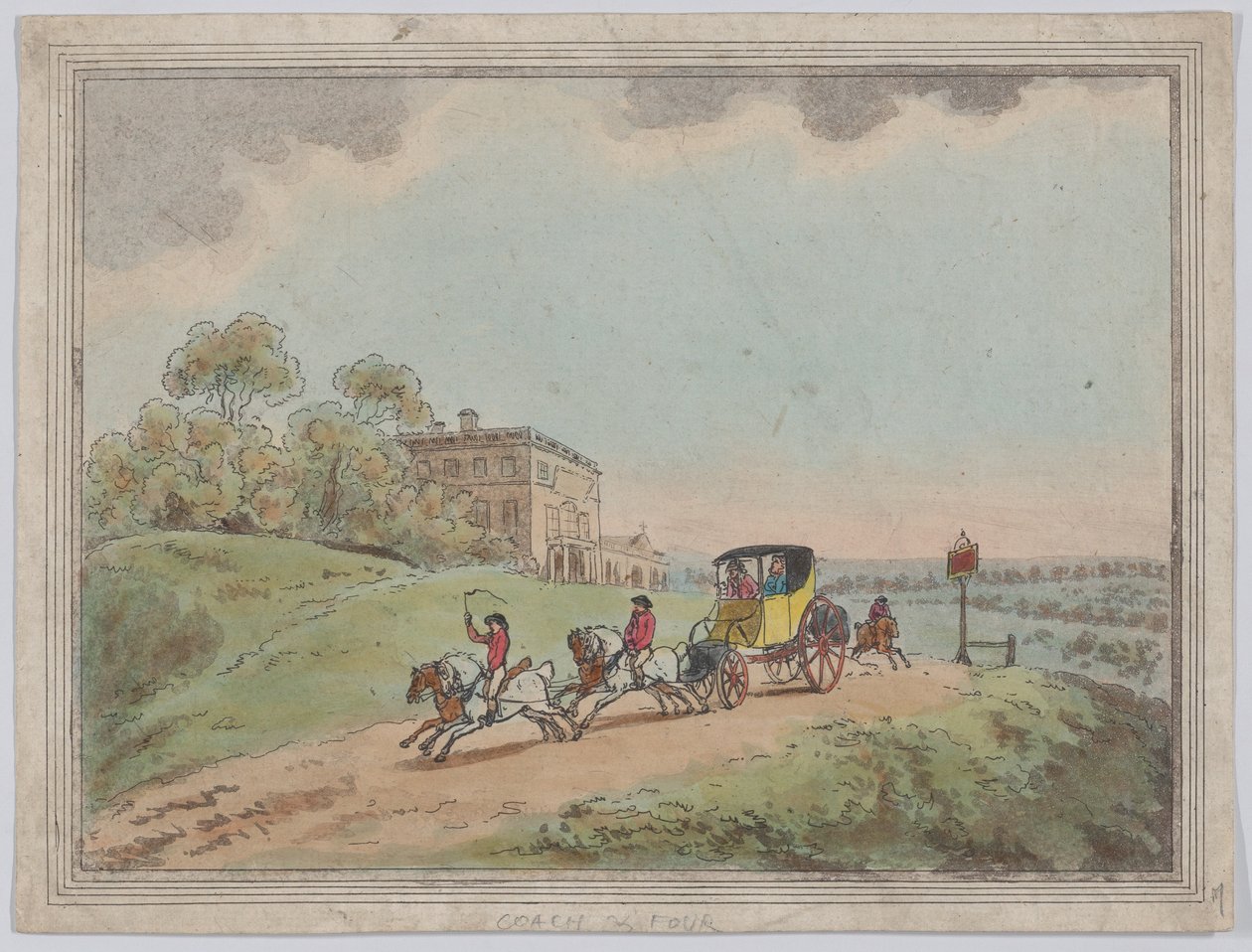 En vogn med fire hester (fra *Rustic Sketches*) av Thomas Rowlandson