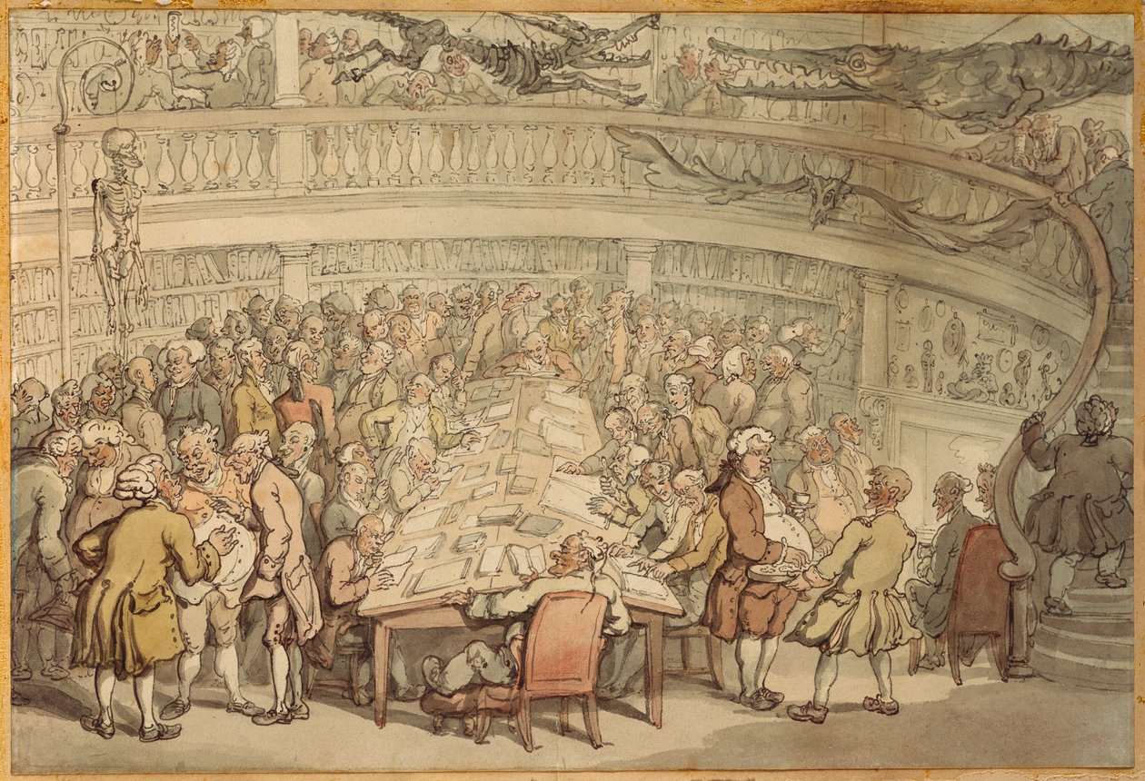 En samtale i "Surgeons Hall", Old Bailey, London av Thomas Rowlandson