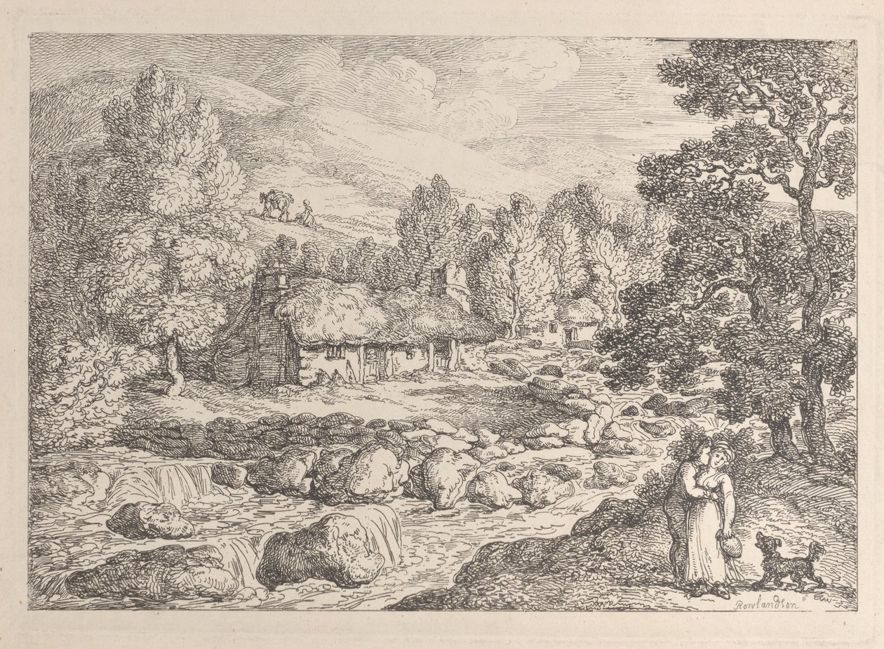 En foss i Cornwall, fra «Views in Cornwall» av Thomas Rowlandson
