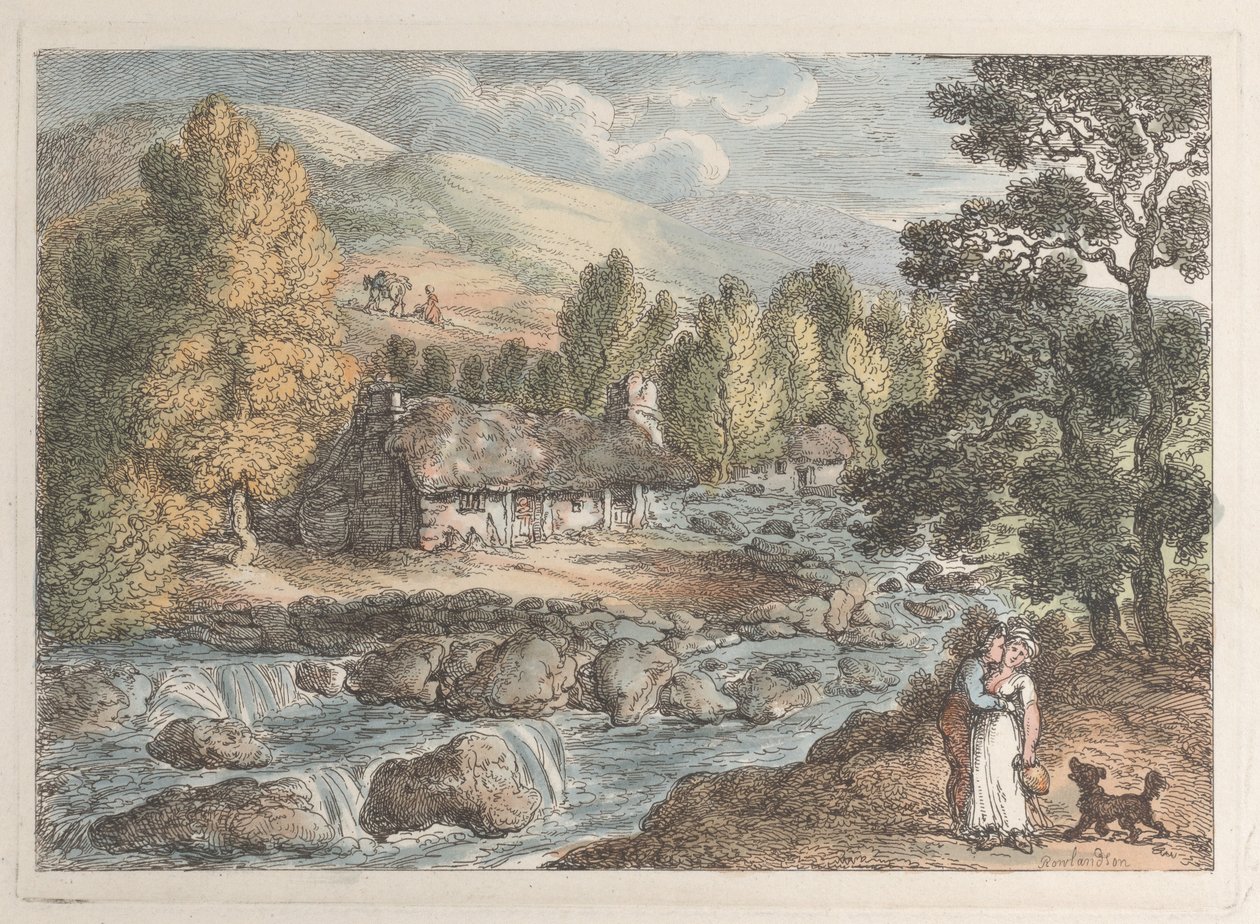 A Cornish Waterfall, fra Views in Cornwall, 1812., 1812. av Thomas Rowlandson