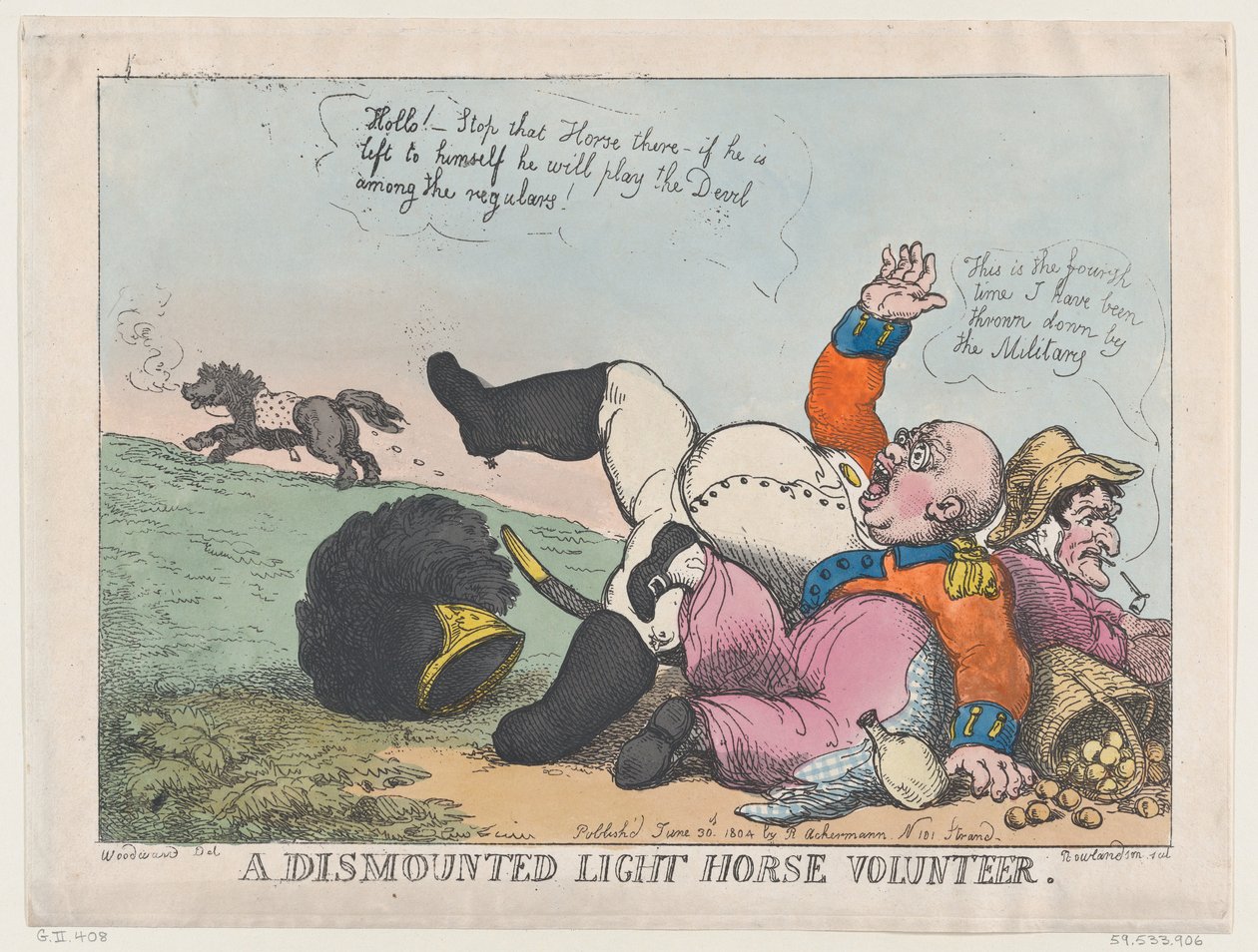 En frivillig lett hest av montert, 30. juni 1804., 30. juni 1804. av Thomas Rowlandson