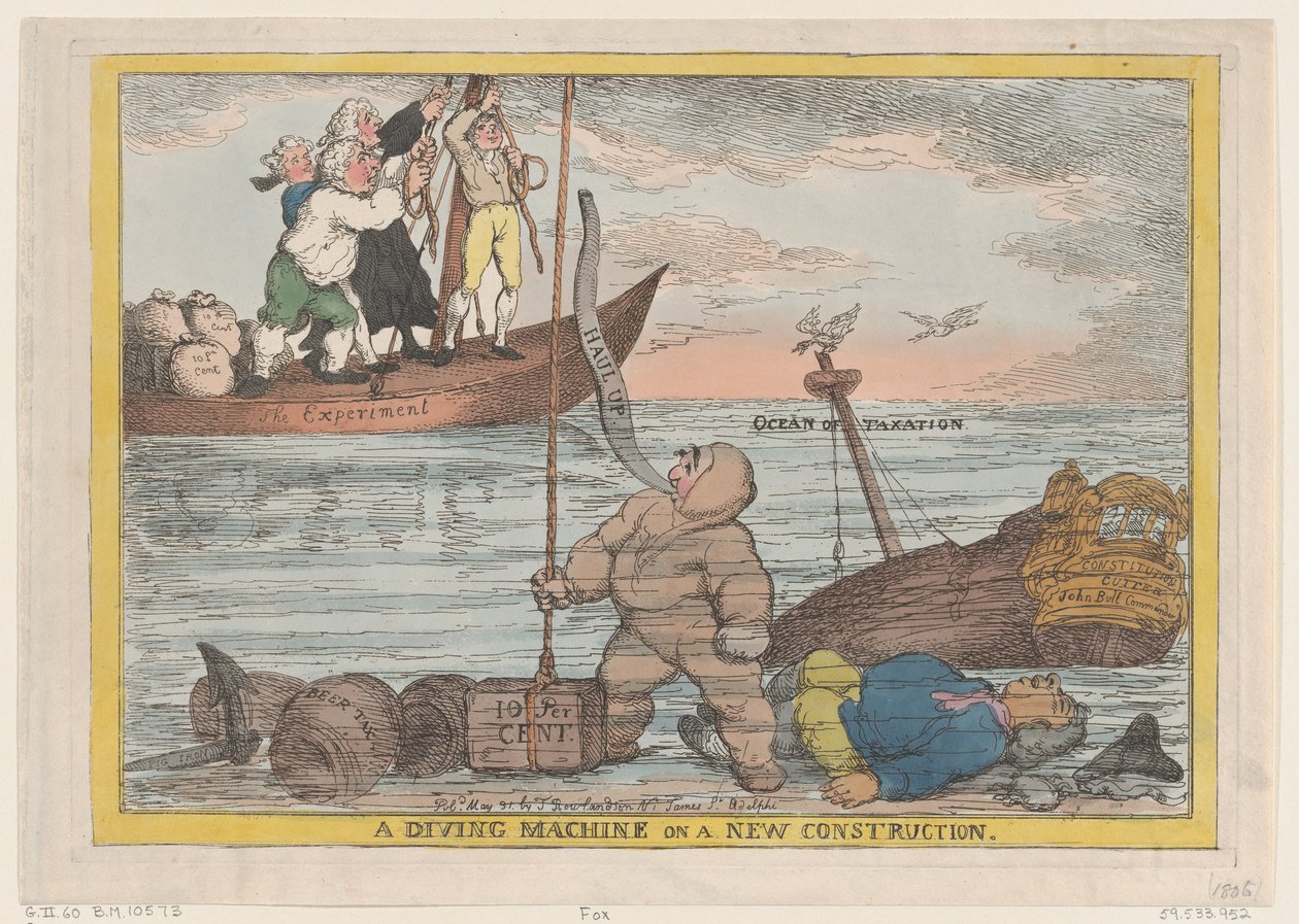 En dykkermaskin på en ny konstruksjon, 31. mai 1806., 31. mai 1806. av Thomas Rowlandson