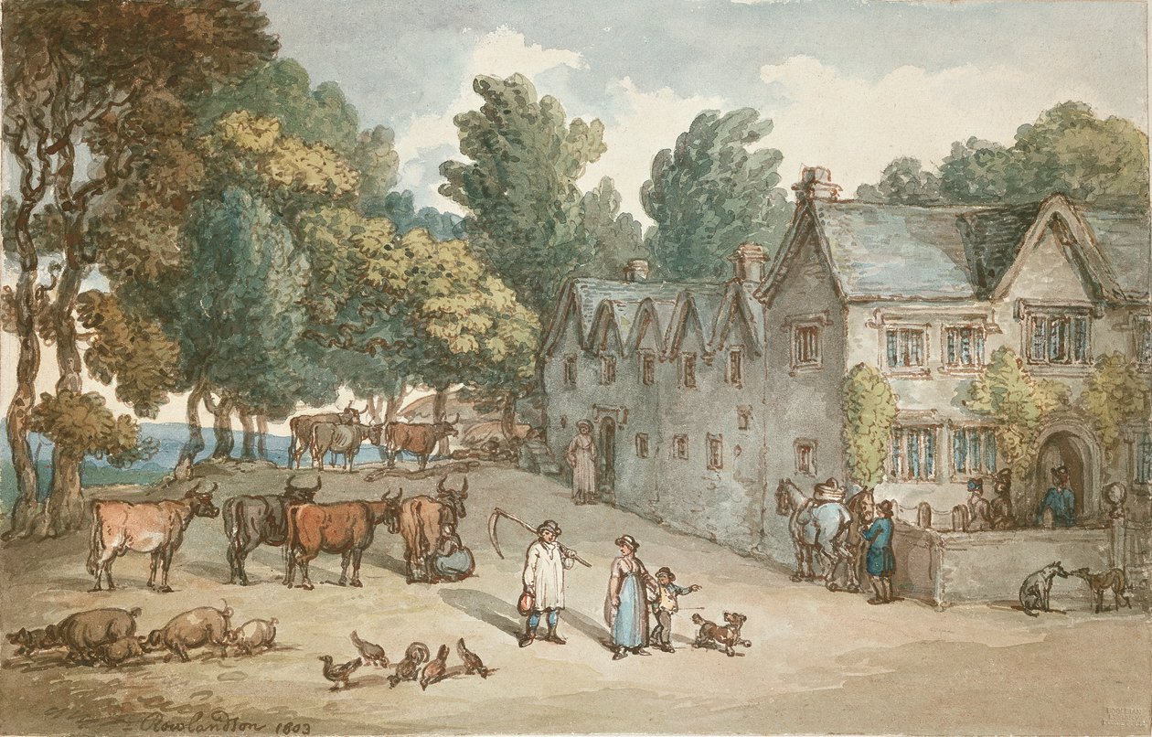 Et gårdshus i Hengar, Cornwall, 1803 av Thomas Rowlandson