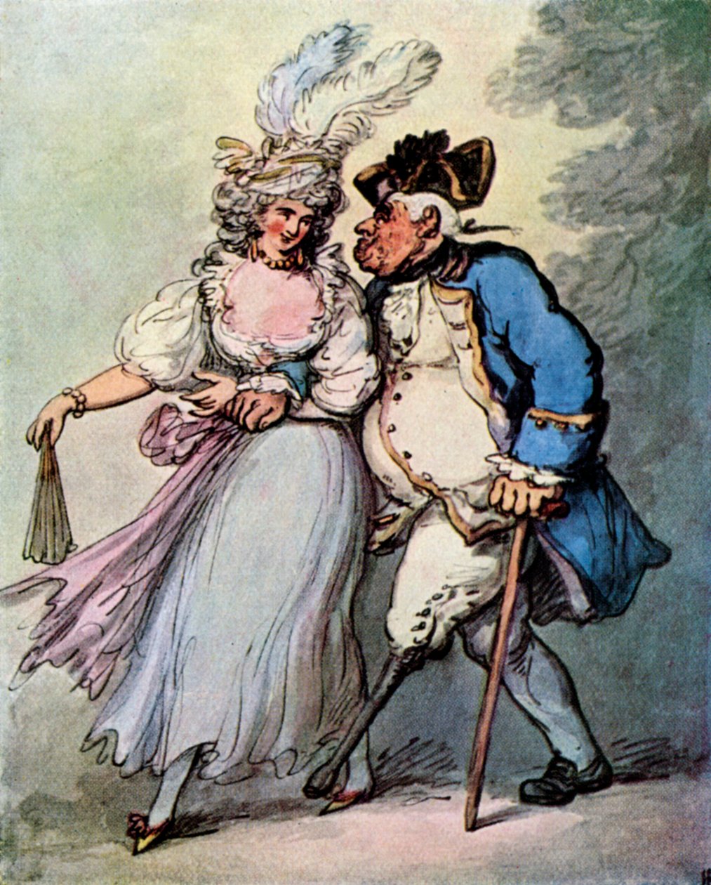 En fransk fregatt som sleper en engelsk krigsmann inn i havn, sent på 1700- og begynnelsen av 1800-tallet, 1929. av Thomas Rowlandson