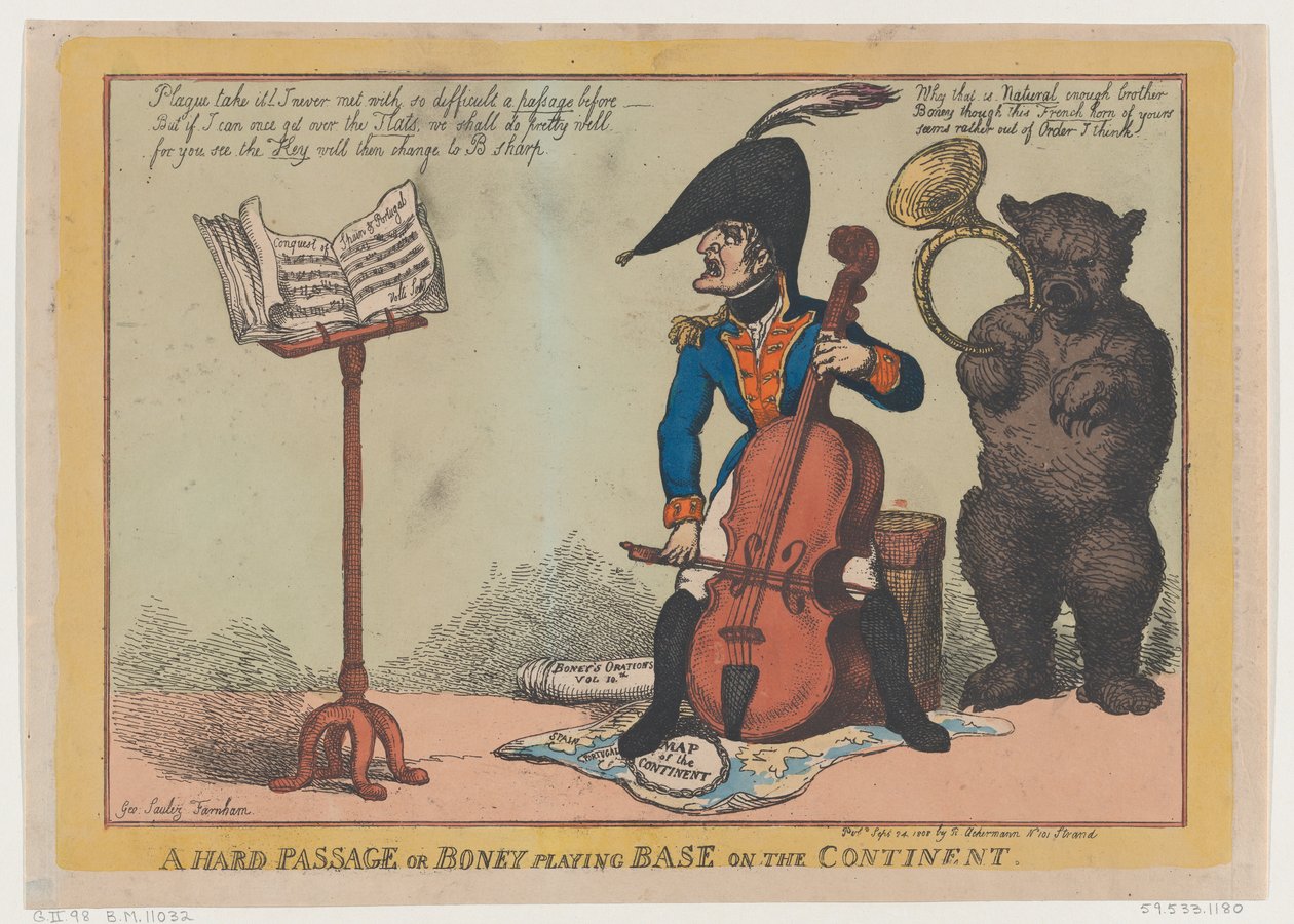 A Hard Passage, eller Boney Playing Base on the Continent, 24. september 1808., 24. september 1808. av Thomas Rowlandson