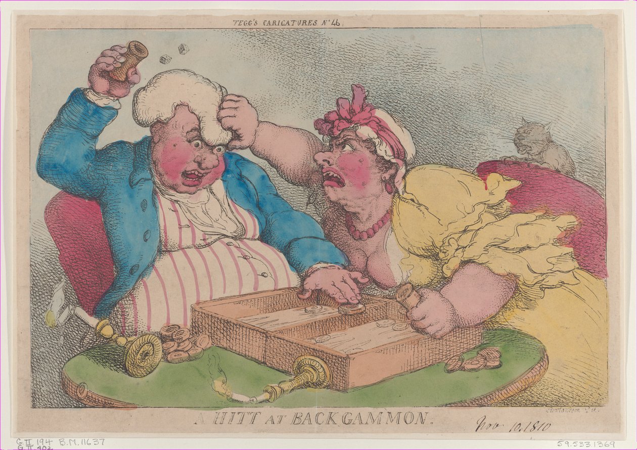 A Hitt at Backgammon, 9. november 1810., 9. november 1810. av Thomas Rowlandson