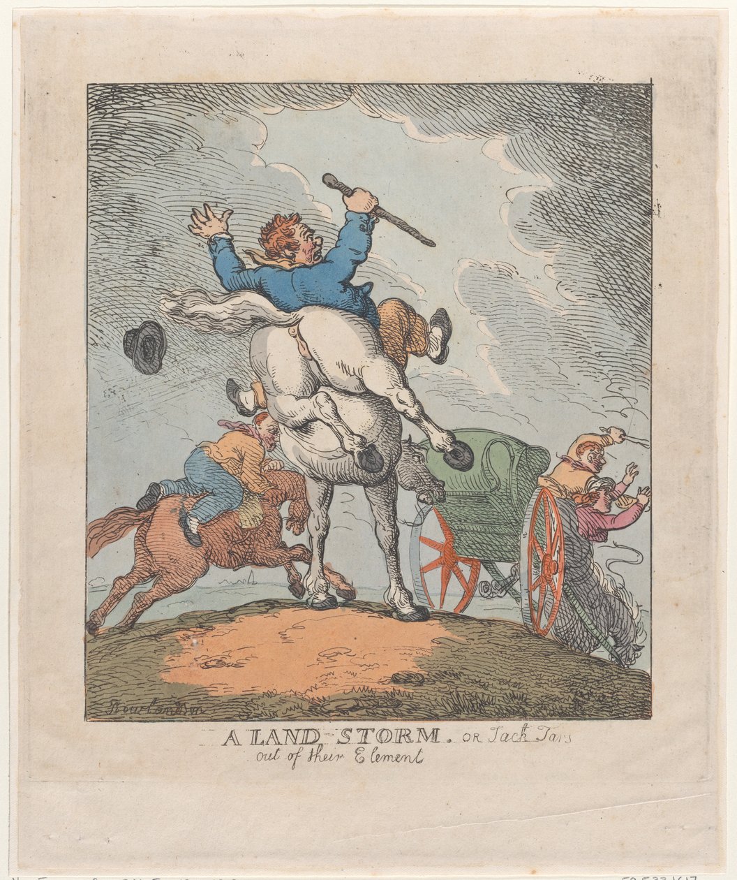 A Land Storm, or Jack Tars Out of their Element, 1790-1815., 1790-1815. av Thomas Rowlandson