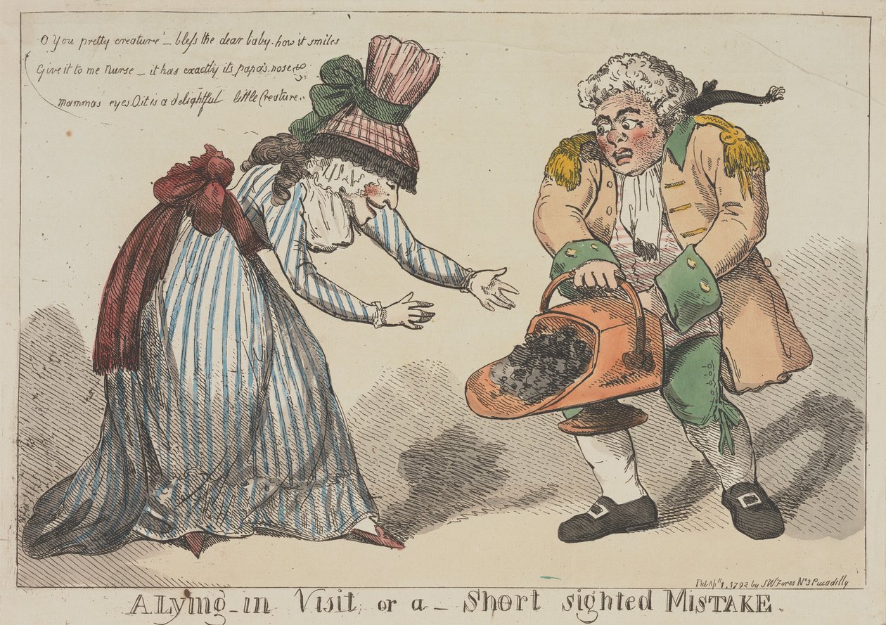 Et besøk hos den nybakte moren, eller en kortsiktig feil av Thomas Rowlandson