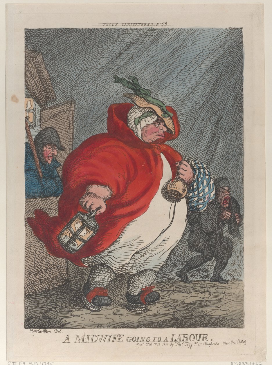 En jordmor som går til fødsel, 12. februar 1811., 12. februar 1811. av Thomas Rowlandson