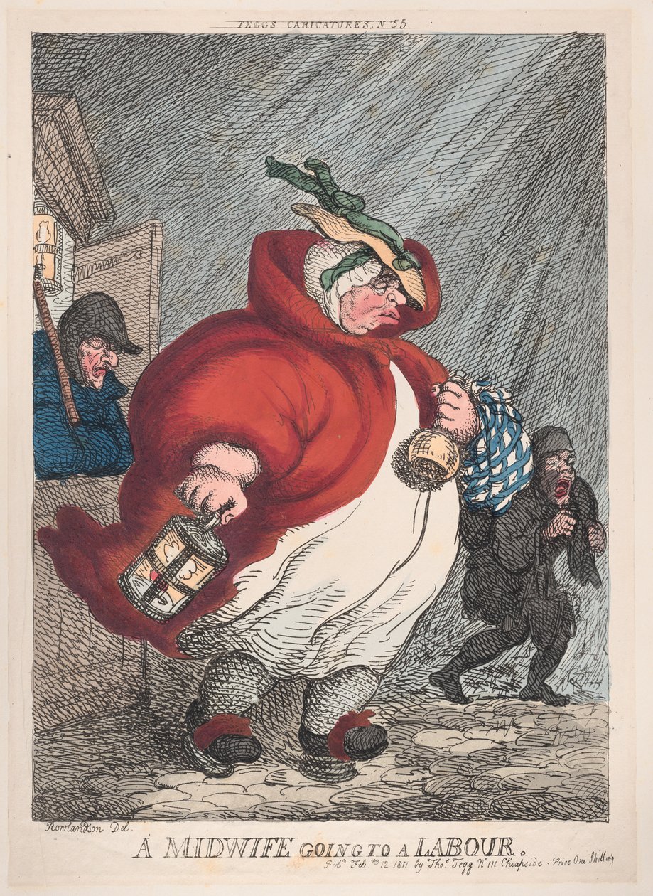 En jordmor som går til fødsel, 12. februar 1811., 12. februar 1811. av Thomas Rowlandson