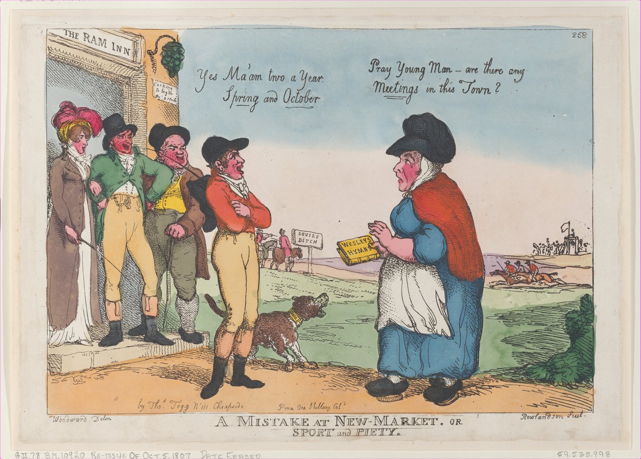 A Mistake at New Market, or Sport and Piety, 5. oktober 1807., 5. oktober 1807. av Thomas Rowlandson