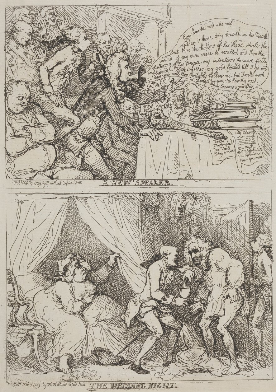 En ny foredragsholder – Bryllupsnatten av Thomas Rowlandson