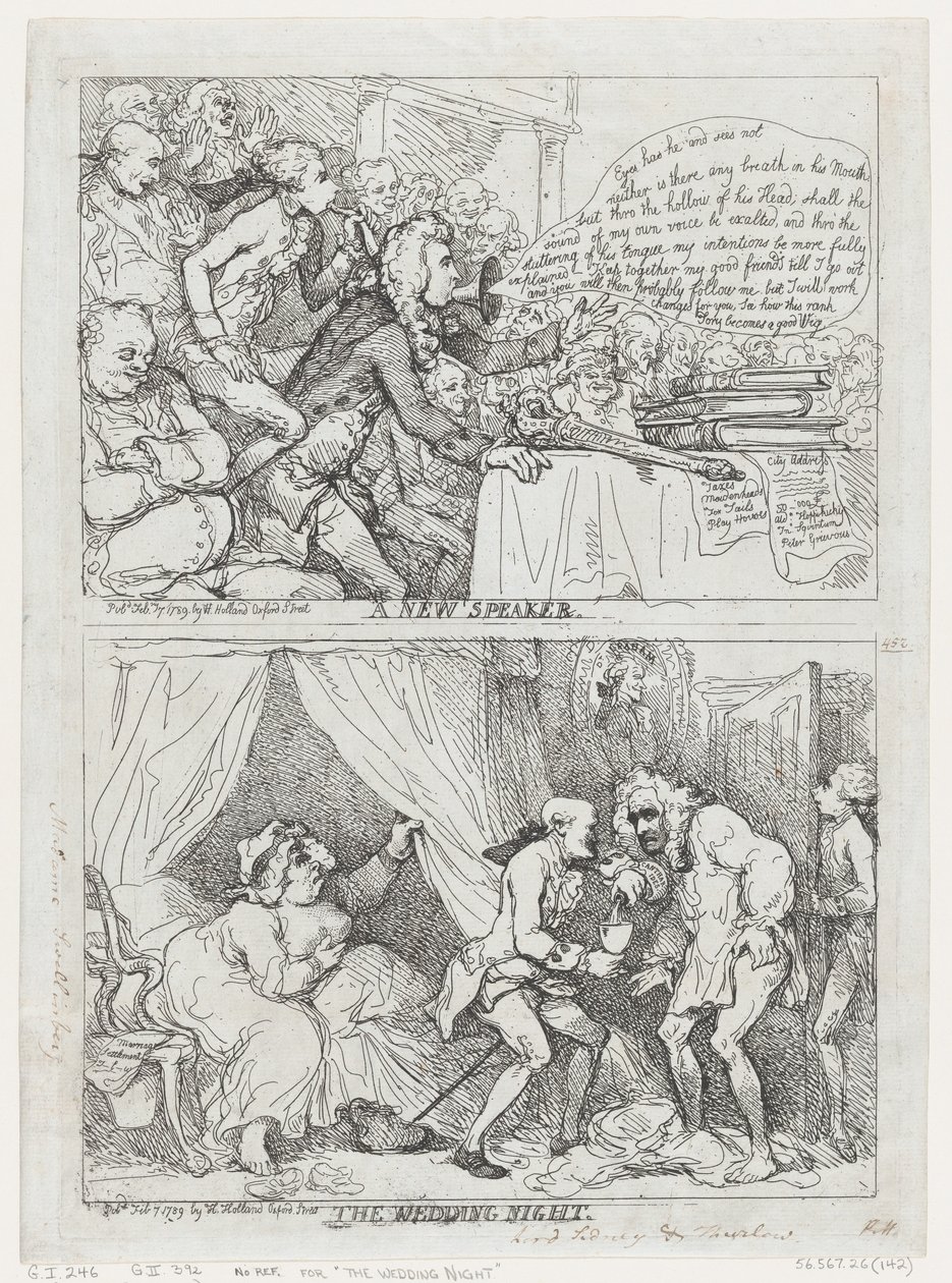 En ny taler og bryllupsnatten, 7. februar 1789., 7. februar 1789. av Thomas Rowlandson