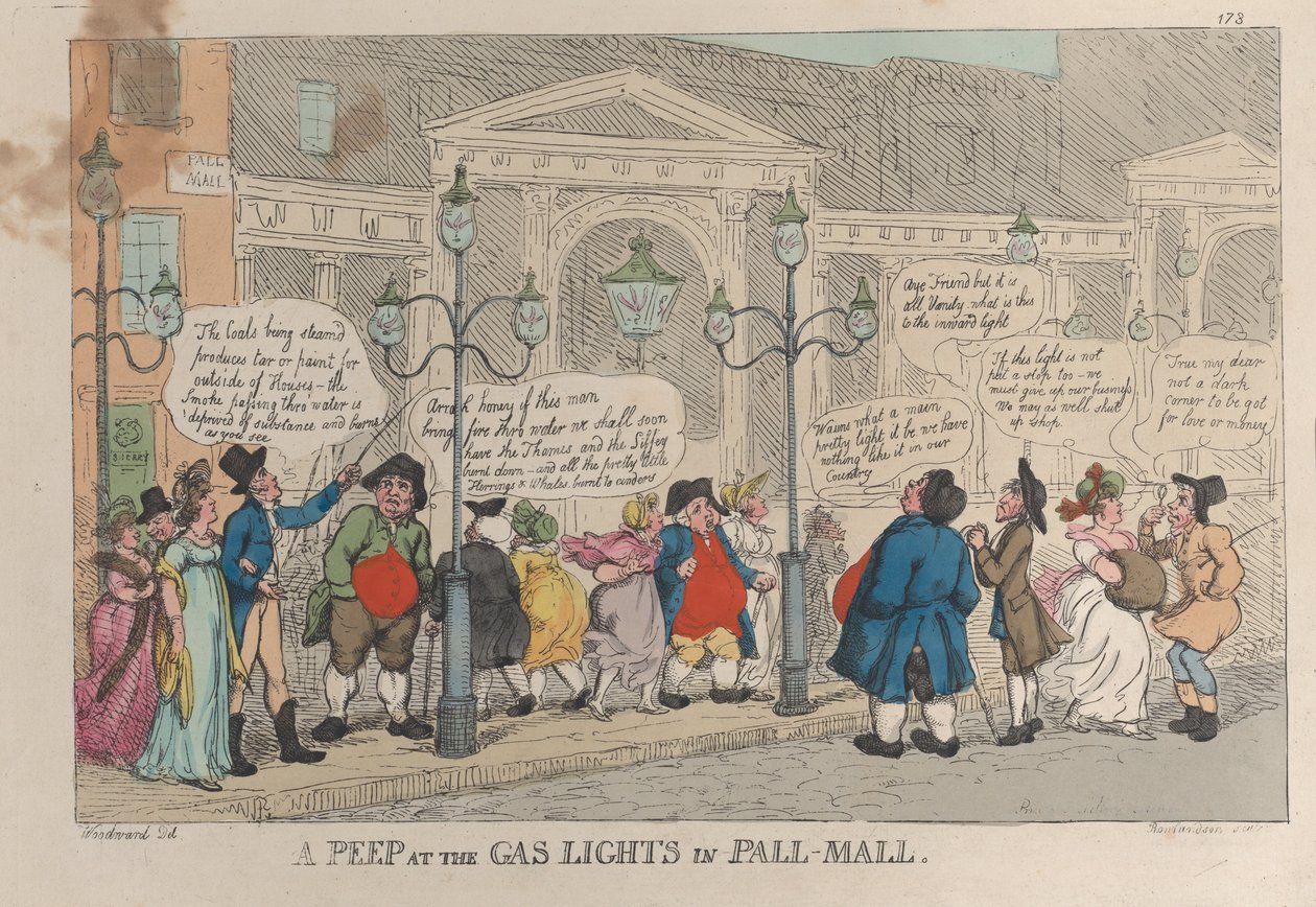 Et kikk på gasslysene i Pall-Mall, 23. desember 1809., 23. desember 1809. av Thomas Rowlandson