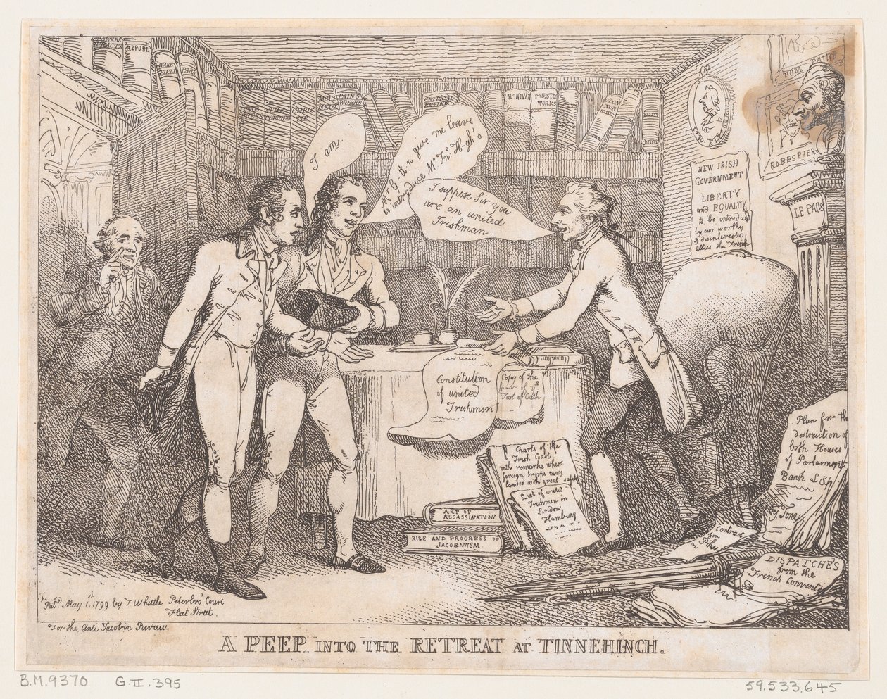 Et kikk inn i retretten ved Tinnechurch United Irish, 1. mai 1799., 1. mai 1799. av Thomas Rowlandson