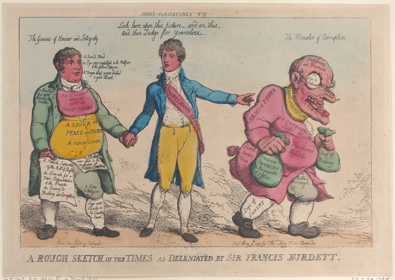A Rough Sketch of the Times as deleniated by Sir Francis Burdett, ..., [9. mai 1810], gjenutgitt 1819. av Thomas Rowlandson