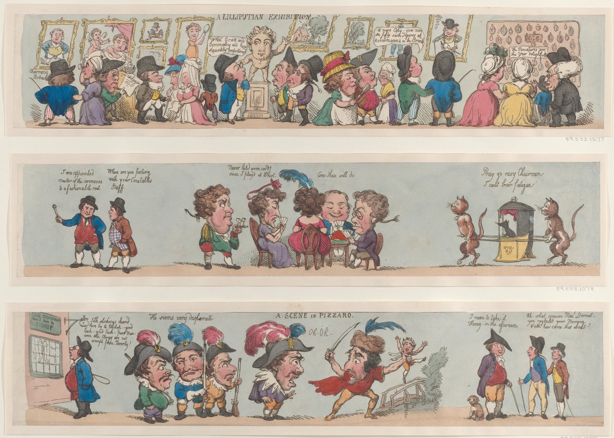 En scene i Pizzaro, Grotesque Borders for Rooms & Halls, 1799-1800., 1799-1800. av Thomas Rowlandson
